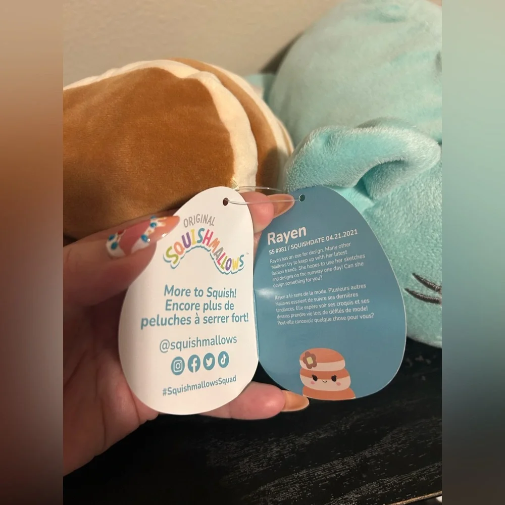 Cute Plush Toy Set - blue stuffy, Rayen & a bird/ chick Squishmallow